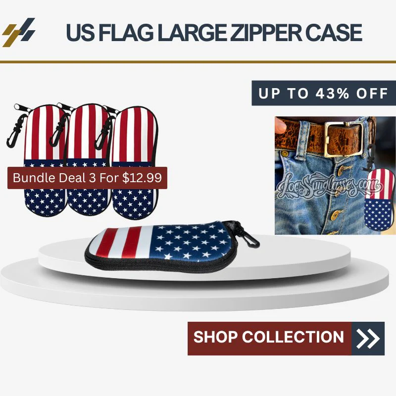 American Flag Ultra Light Large Zipper Case with Belt Clip