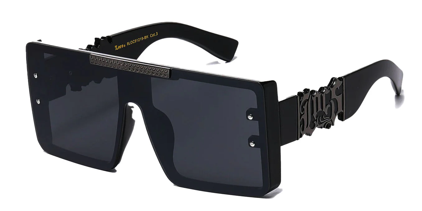 Flat Top Large Frame Locs Hip Hop Sunglasses - Image 2