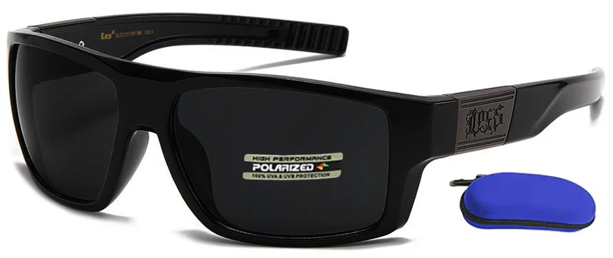 Wrap around Large Frame Polarized Locs Sunglasses With Logo