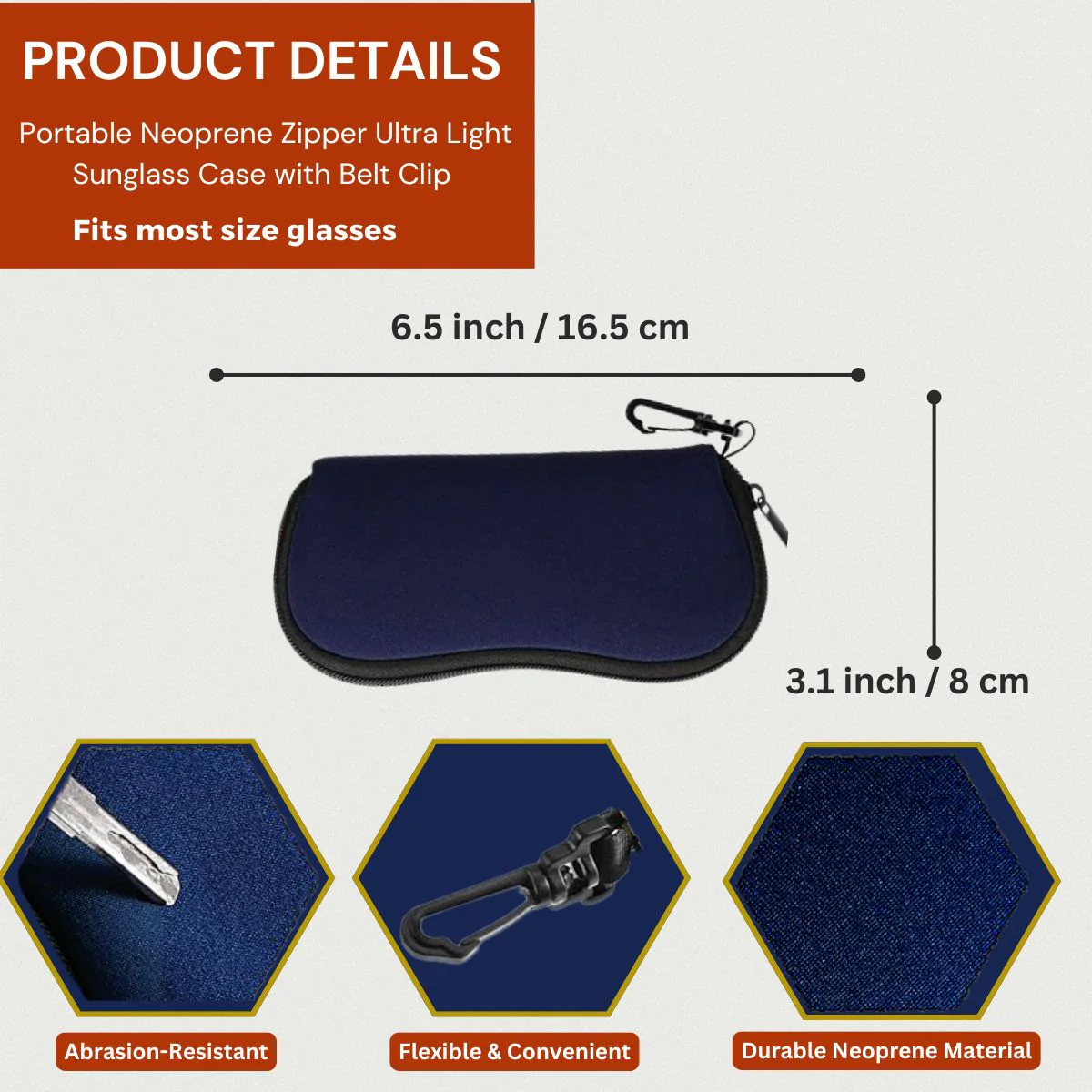 Neoprene Zipper Sunglass Case with Belt Clip -Combo Deal - Image 4