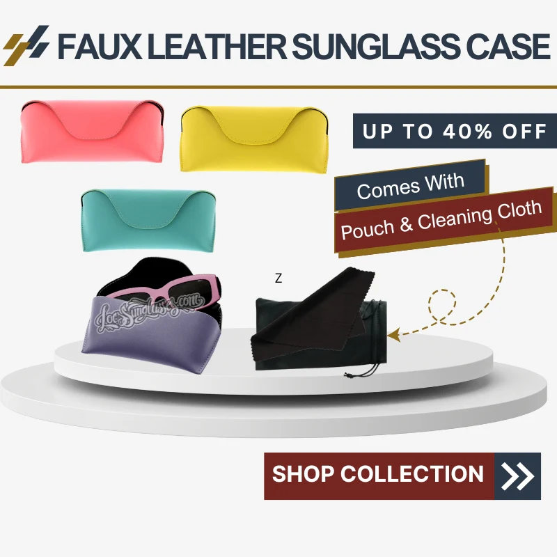 Soft Faux Leather Sunglass Case w/ Magnetic Closure