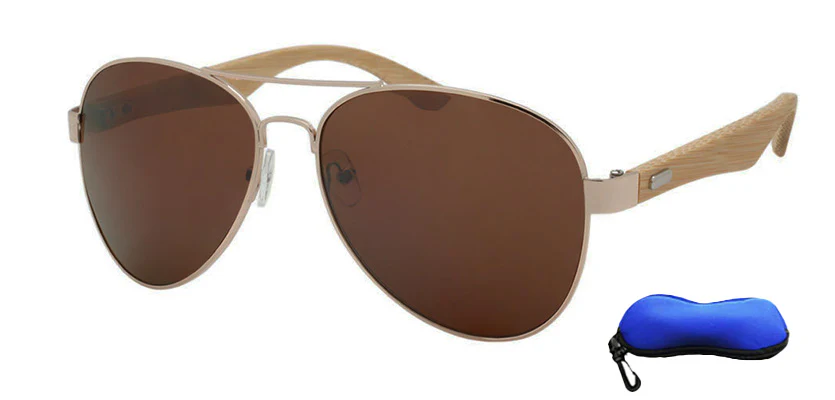 Unisex Bamboo Aviator Sunglasses - Image 2