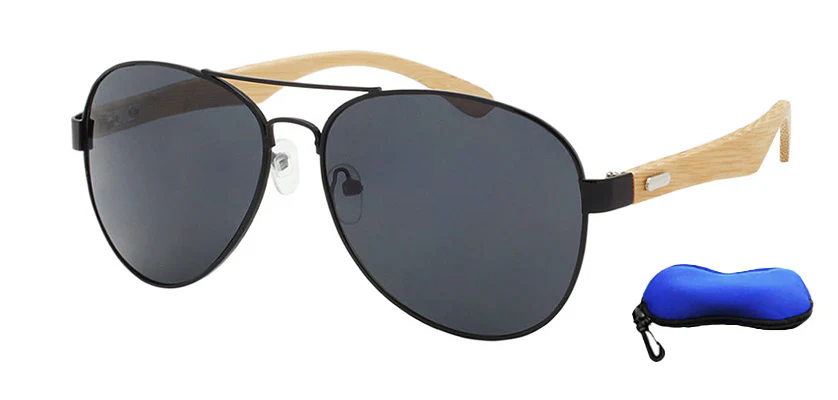 Unisex Bamboo Aviator Sunglasses - Image 3